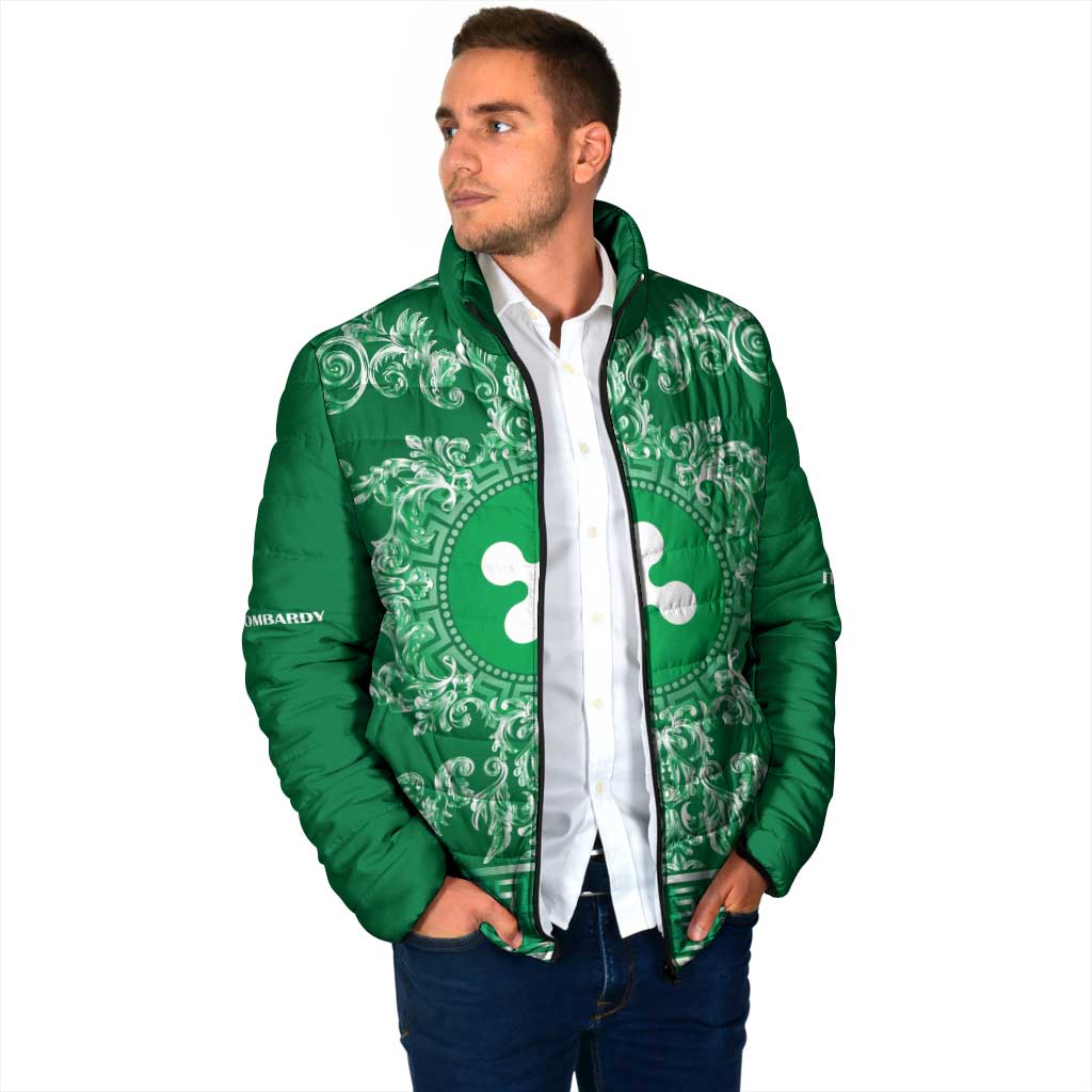 Personalized Italy Lombardy Padded Jacket Baroque Motif