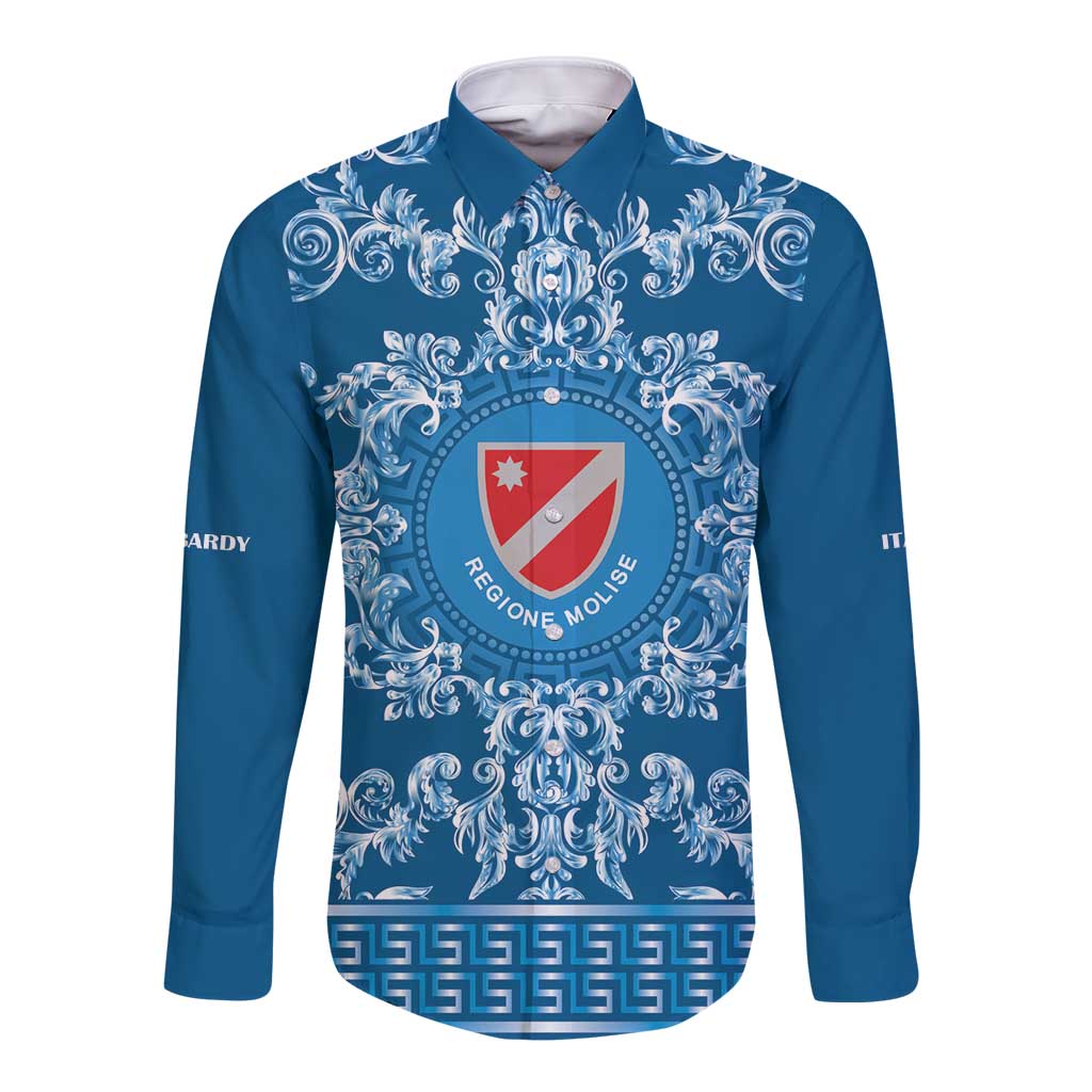 Personalized Italy Molise Long Sleeve Button Shirt Baroque Motif