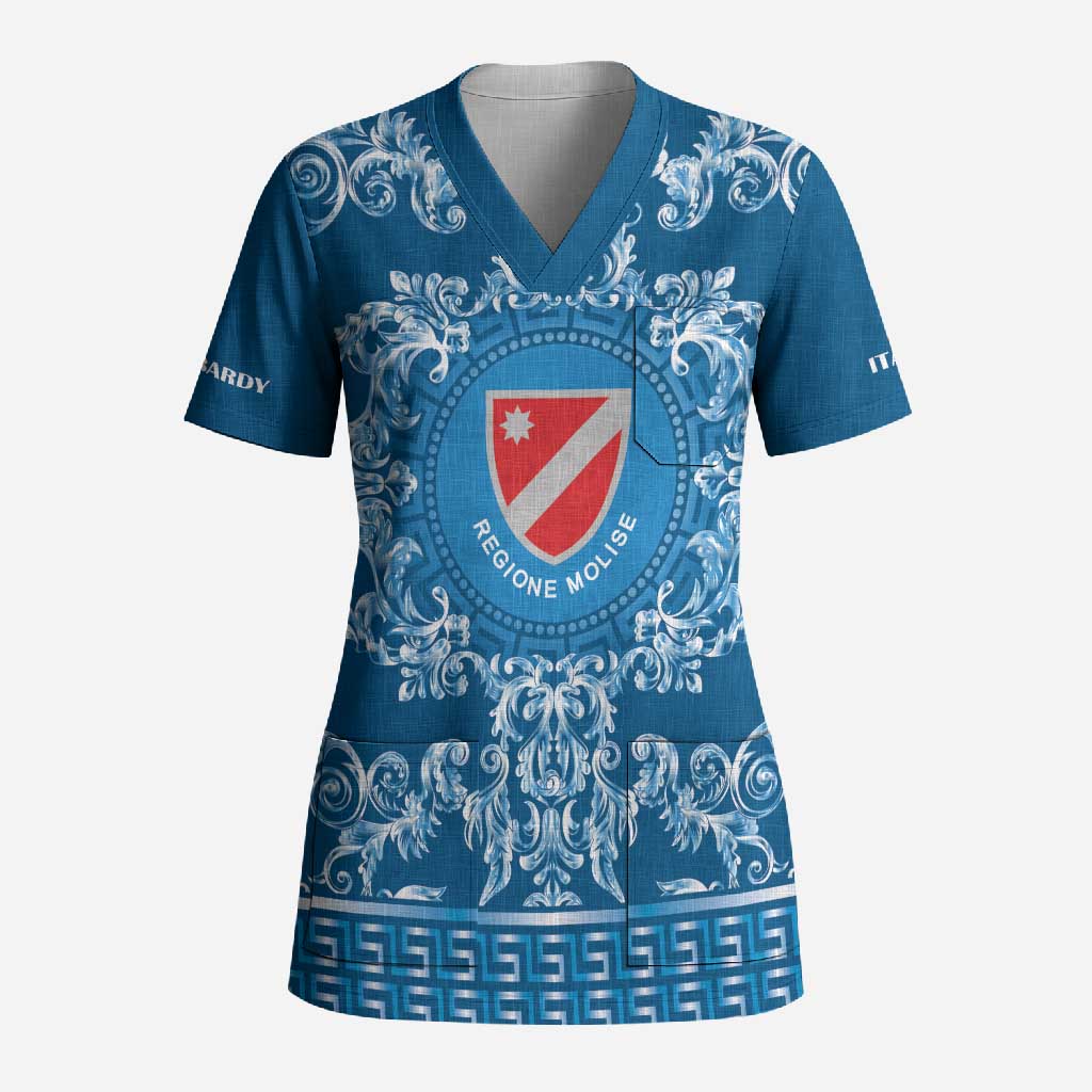 Personalized Italy Molise Scrub Top Baroque Motif
