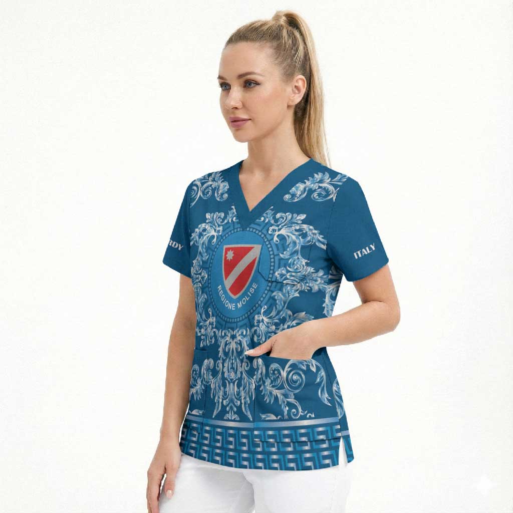 Personalized Italy Molise Scrub Top Baroque Motif