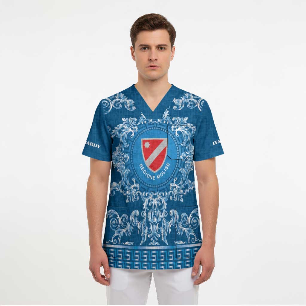 Personalized Italy Molise Scrub Top Baroque Motif