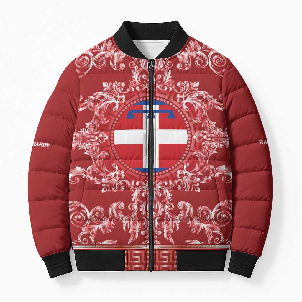Personalized Italy Piedmont Bomber Puffer Jacket Baroque Motif