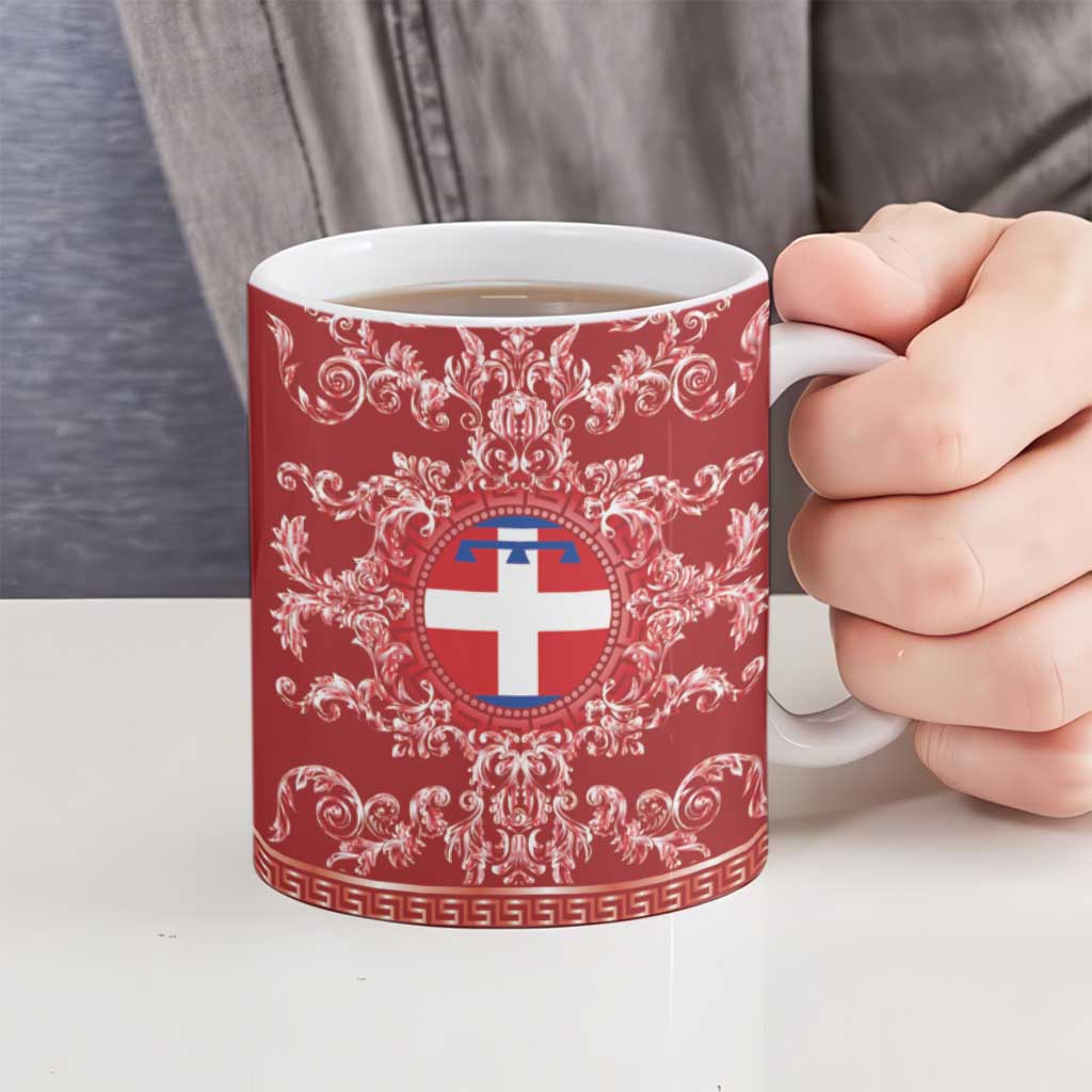 Personalized Italy Piedmont Ceramic Mug Baroque Motif