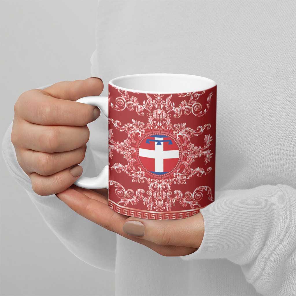 Personalized Italy Piedmont Ceramic Mug Baroque Motif