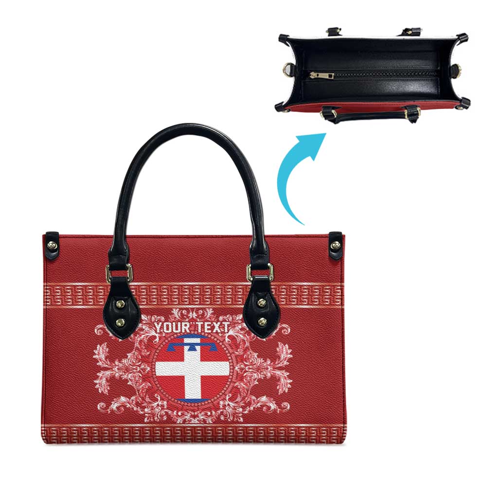 Personalized Italy Piedmont Leather Bag Baroque Motif