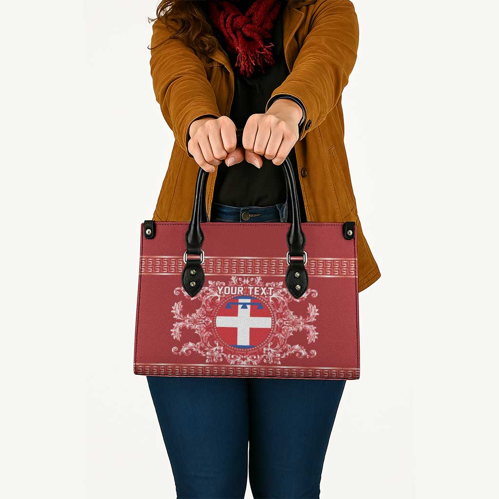 Personalized Italy Piedmont Leather Bag Baroque Motif