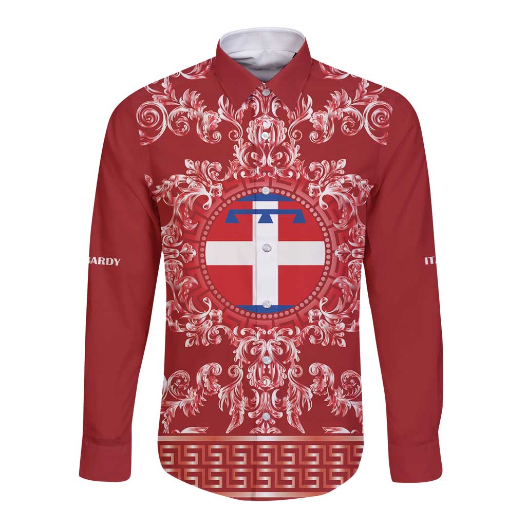 Personalized Italy Piedmont Long Sleeve Button Shirt Baroque Motif