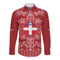 Personalized Italy Piedmont Long Sleeve Button Shirt Baroque Motif