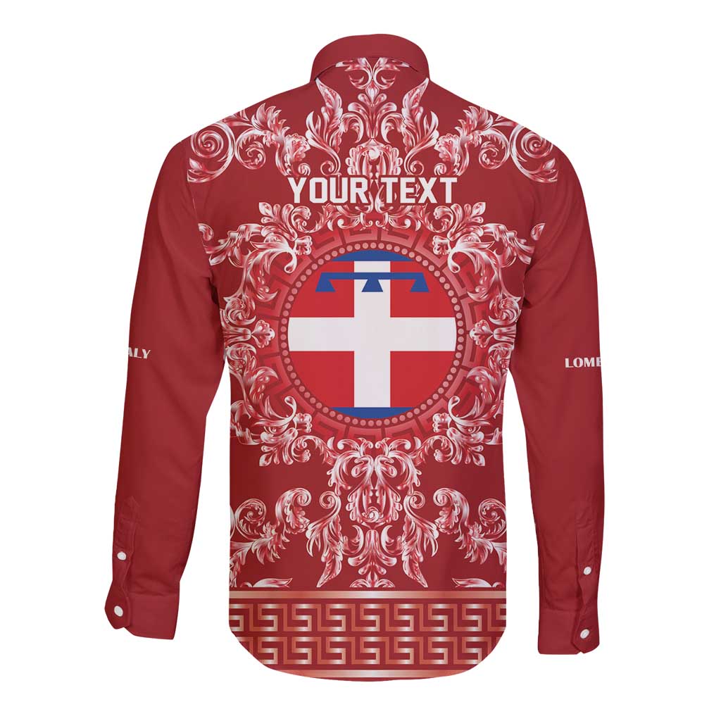 Personalized Italy Piedmont Long Sleeve Button Shirt Baroque Motif
