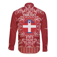 Personalized Italy Piedmont Long Sleeve Button Shirt Baroque Motif