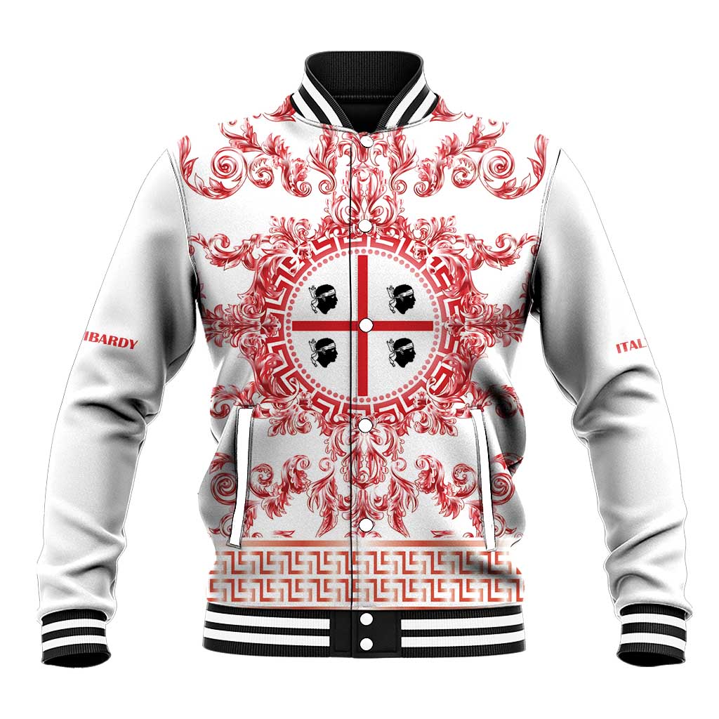 Personalized Italy Sardinia Baseball Jacket Baroque Motif