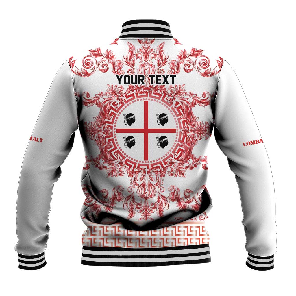 Personalized Italy Sardinia Baseball Jacket Baroque Motif