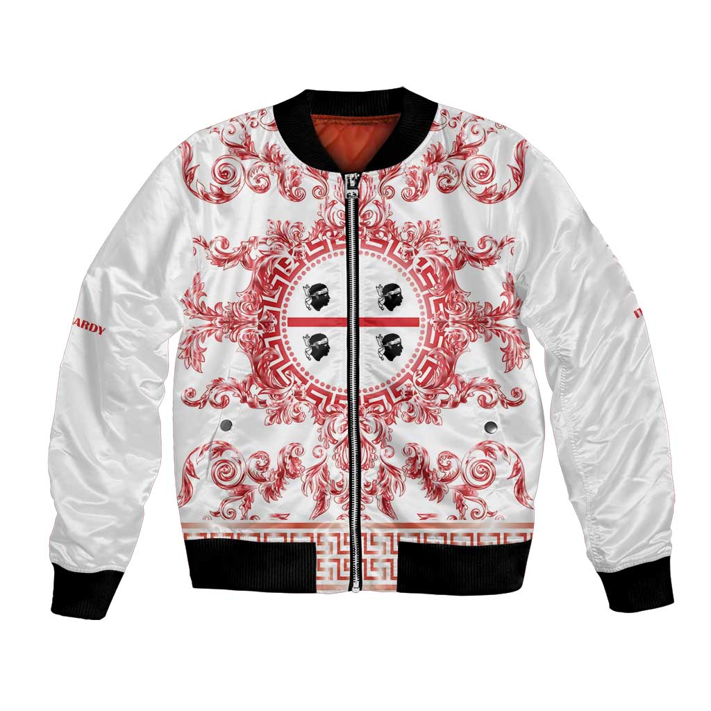 Personalized Italy Sardinia Bomber Jacket Baroque Motif