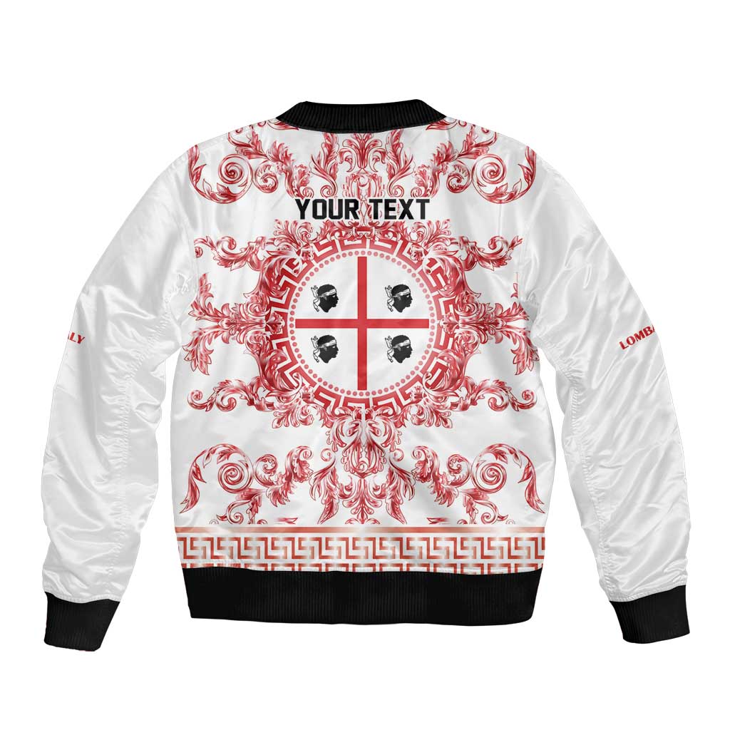 Personalized Italy Sardinia Bomber Jacket Baroque Motif