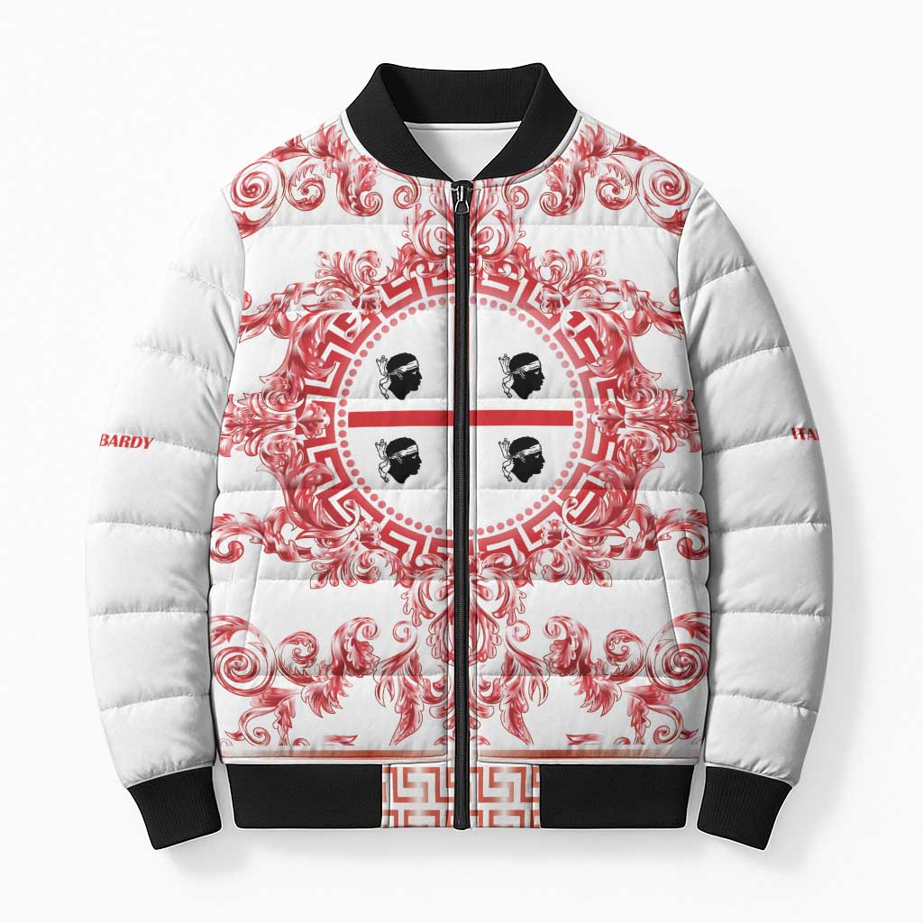 Personalized Italy Sardinia Bomber Puffer Jacket Baroque Motif