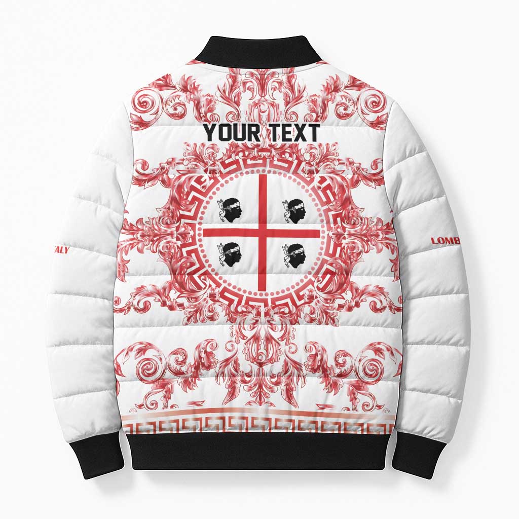 Personalized Italy Sardinia Bomber Puffer Jacket Baroque Motif