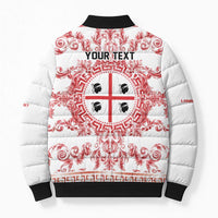 Personalized Italy Sardinia Bomber Puffer Jacket Baroque Motif