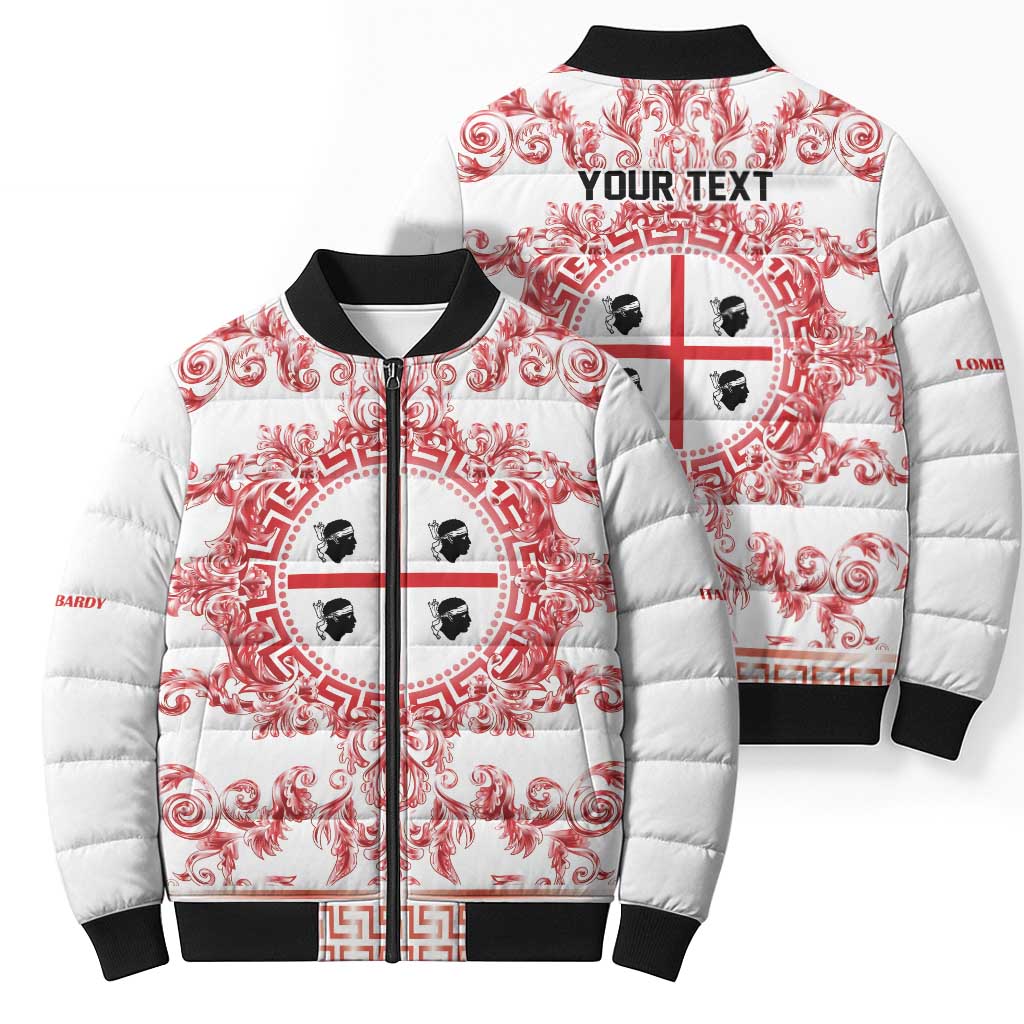 Personalized Italy Sardinia Bomber Puffer Jacket Baroque Motif