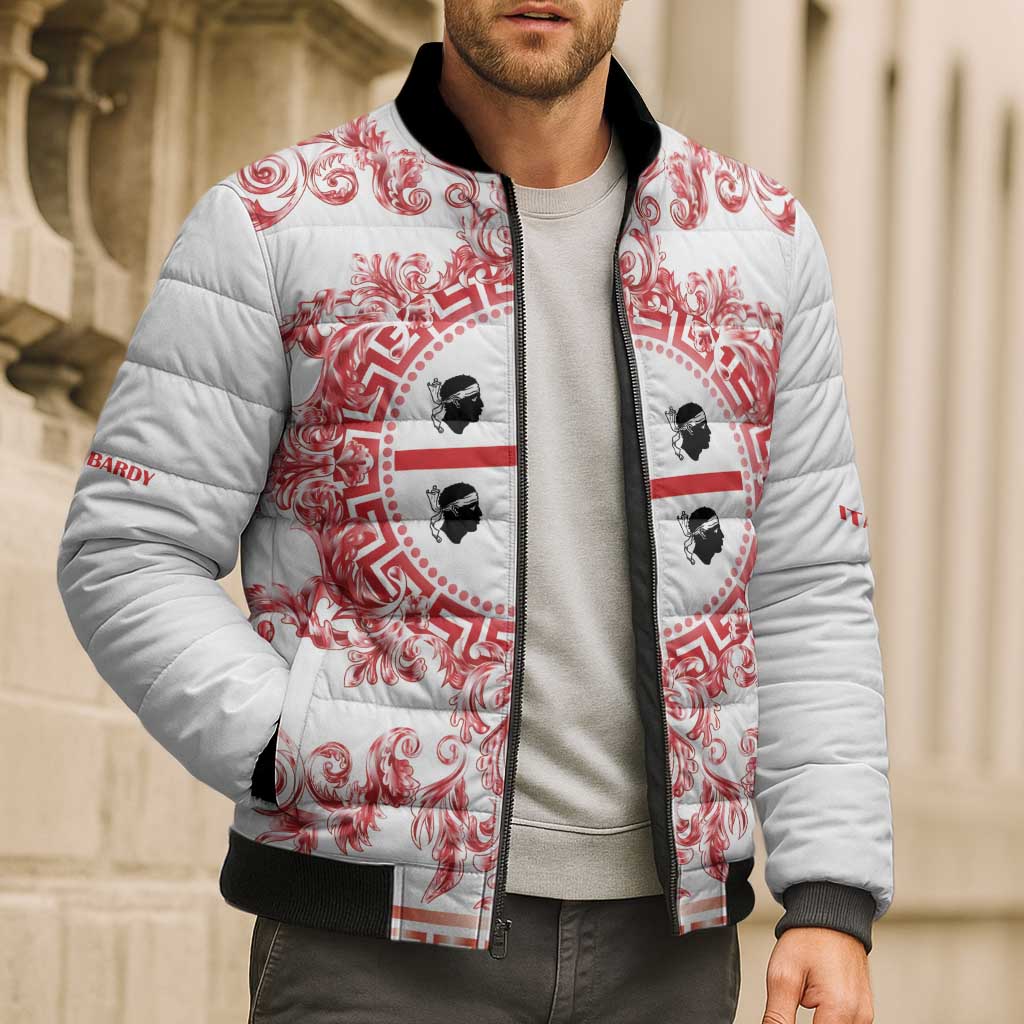 Personalized Italy Sardinia Bomber Puffer Jacket Baroque Motif