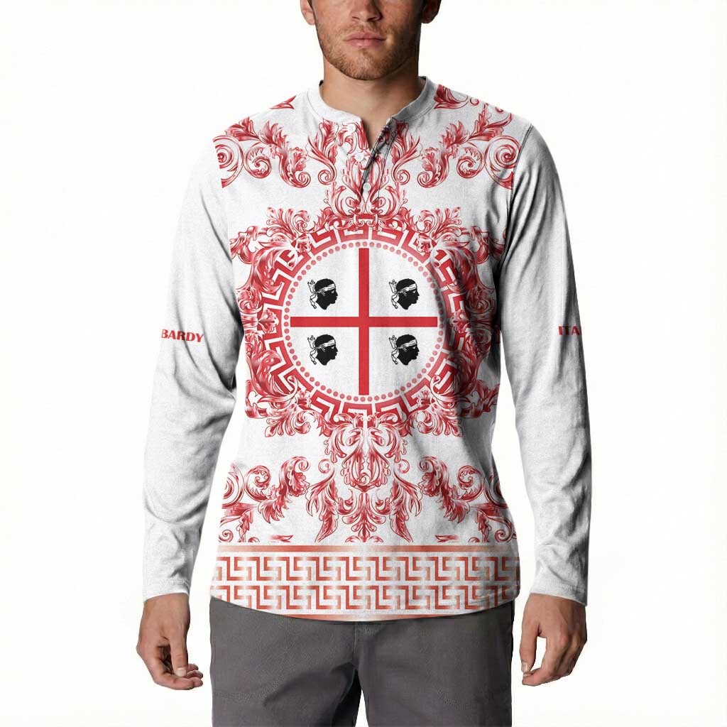 Personalized Italy Sardinia Button Sweatshirt Baroque Motif