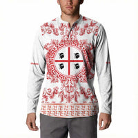 Personalized Italy Sardinia Button Sweatshirt Baroque Motif