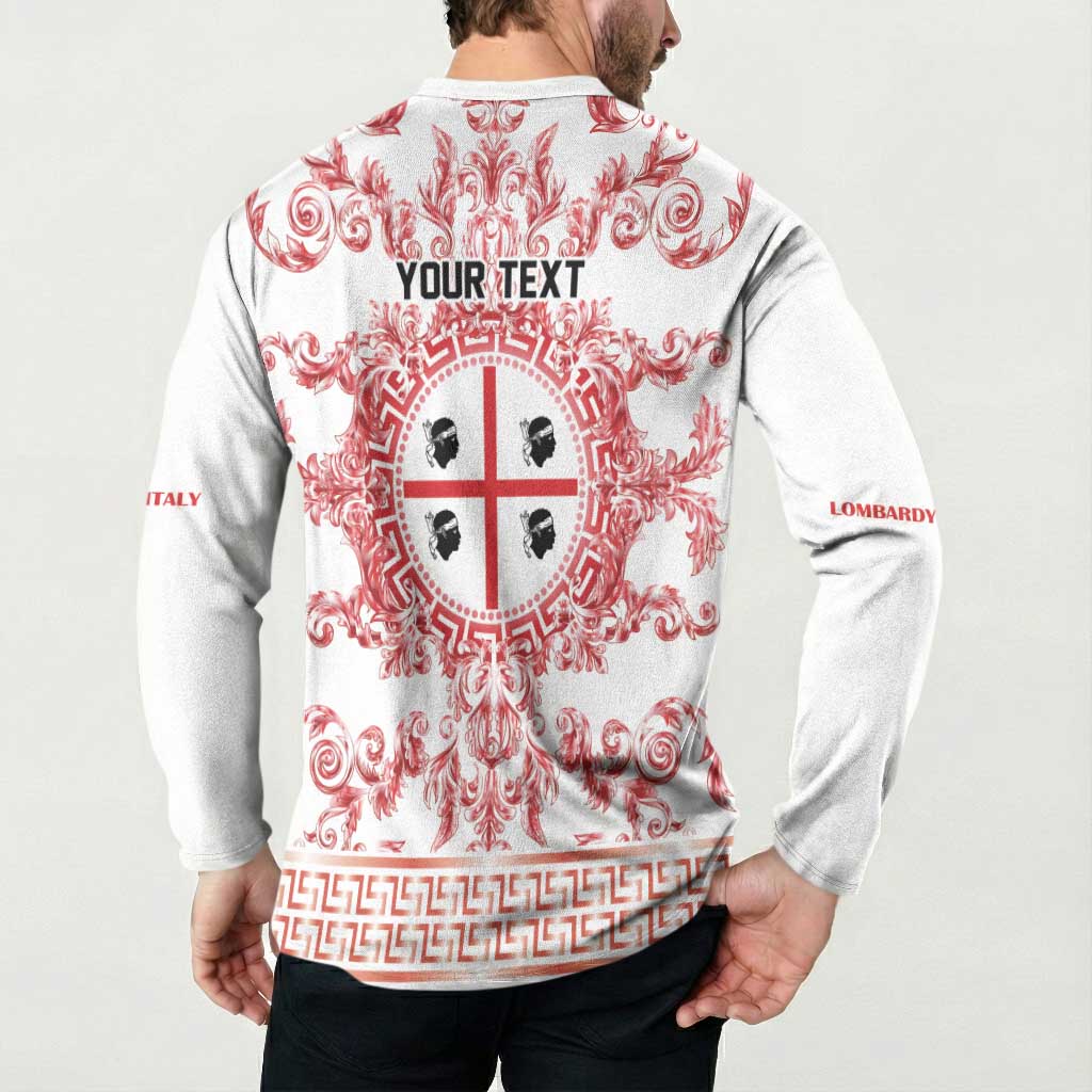 Personalized Italy Sardinia Button Sweatshirt Baroque Motif