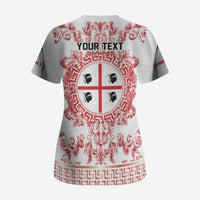 Personalized Italy Sardinia Scrub Top Baroque Motif
