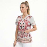 Personalized Italy Sardinia Scrub Top Baroque Motif