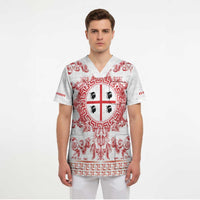 Personalized Italy Sardinia Scrub Top Baroque Motif
