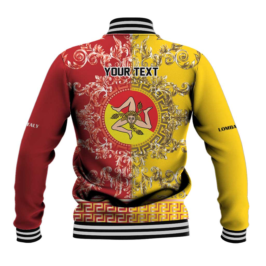 Personalized Italy Sicily Baseball Jacket Baroque Motif