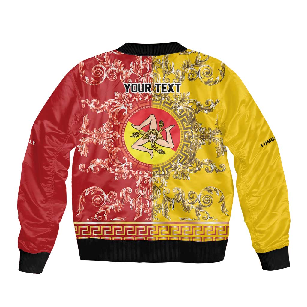 Personalized Italy Sicily Bomber Jacket Baroque Motif