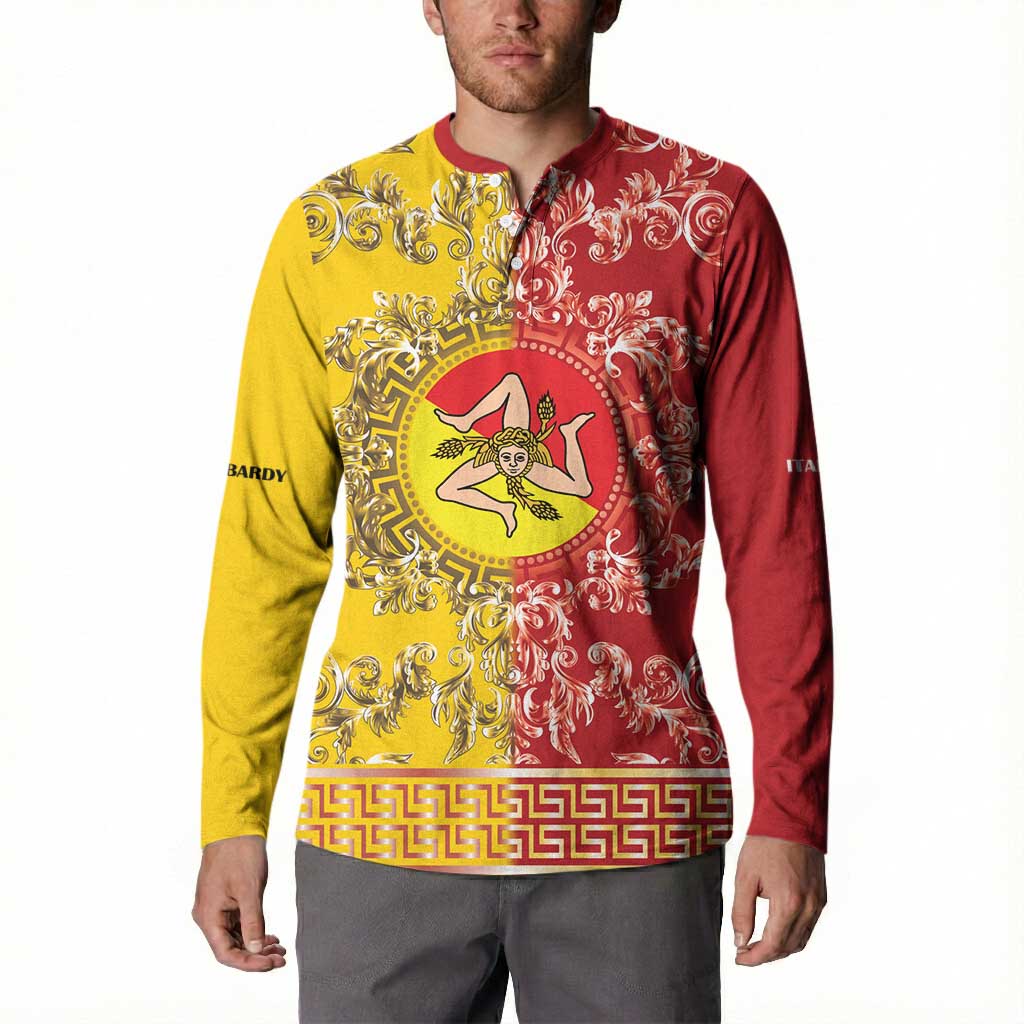 Personalized Italy Sicily Button Sweatshirt Baroque Motif