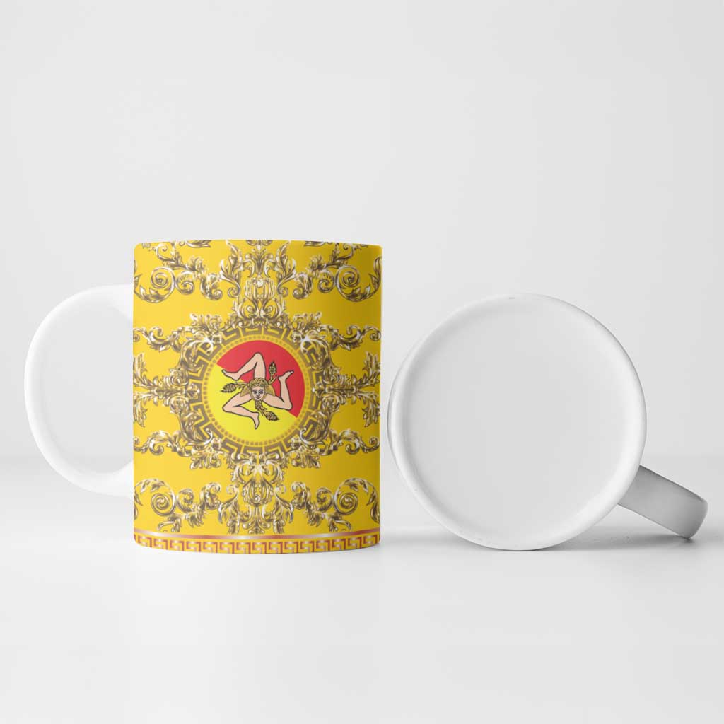 Personalized Italy Sicily Ceramic Mug Baroque Motif