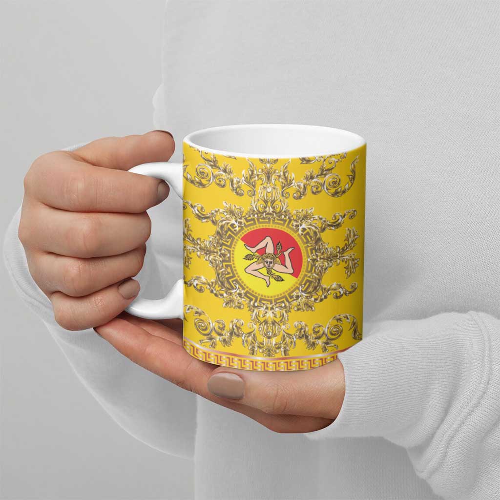 Personalized Italy Sicily Ceramic Mug Baroque Motif