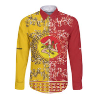Personalized Italy Sicily Long Sleeve Button Shirt Baroque Motif