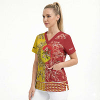Personalized Italy Sicily Scrub Top Baroque Motif