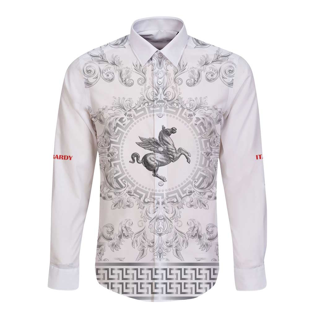 Personalized Italy Tuscany Long Sleeve Button Shirt Baroque Motif
