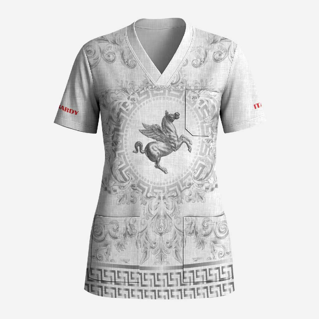 Personalized Italy Tuscany Scrub Top Baroque Motif