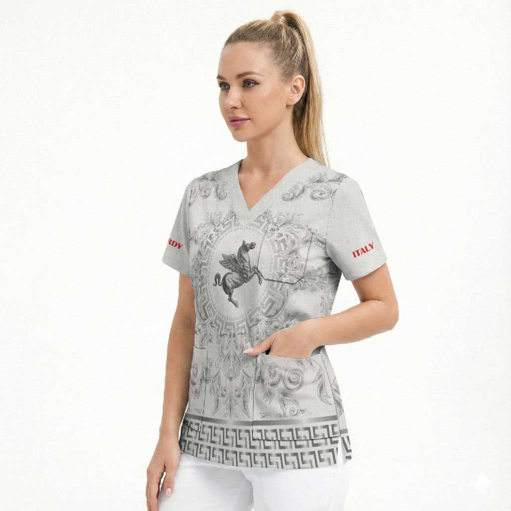 Personalized Italy Tuscany Scrub Top Baroque Motif