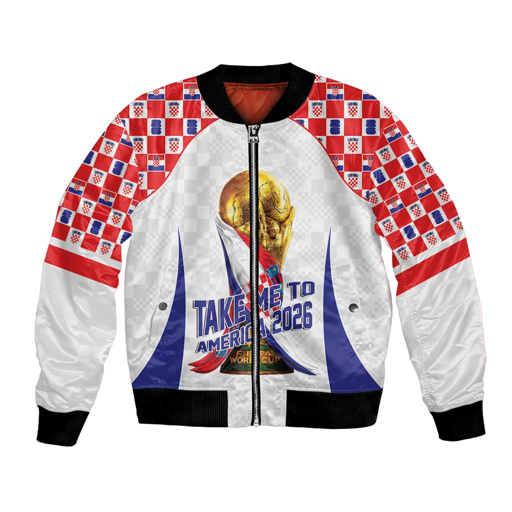 Croatia World Football Personalized Bomber Jacket Vatreni Take Me To America 2026 White