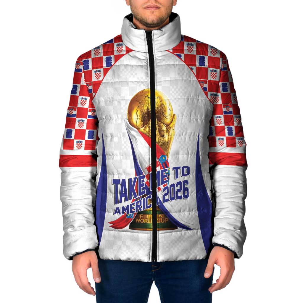 Croatia World Football Personalized Padded Jacket Vatreni Take Me To America 2026 White