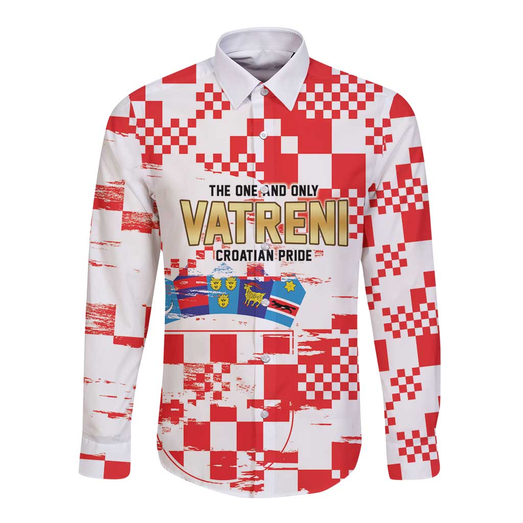 Croatia World Football Custom Long Sleeve Button Shirt Vatreni Croatian Heritage
