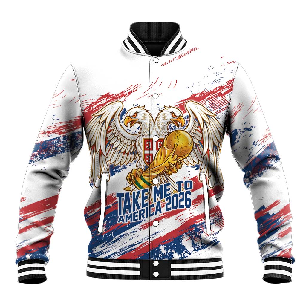 Serbia Take Me To America Personalized Baseball Jacket Strong Eagle Pride