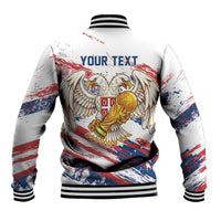 Serbia Take Me To America Personalized Baseball Jacket Strong Eagle Pride