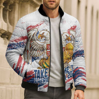 Serbia Take Me To America Personalized Bomber Puffer Jacket Strong Eagle Pride