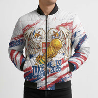 Serbia Take Me To America Personalized Bomber Puffer Jacket Strong Eagle Pride