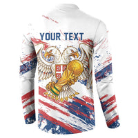Serbia Take Me To America Personalized Button Sweatshirt Strong Eagle Pride