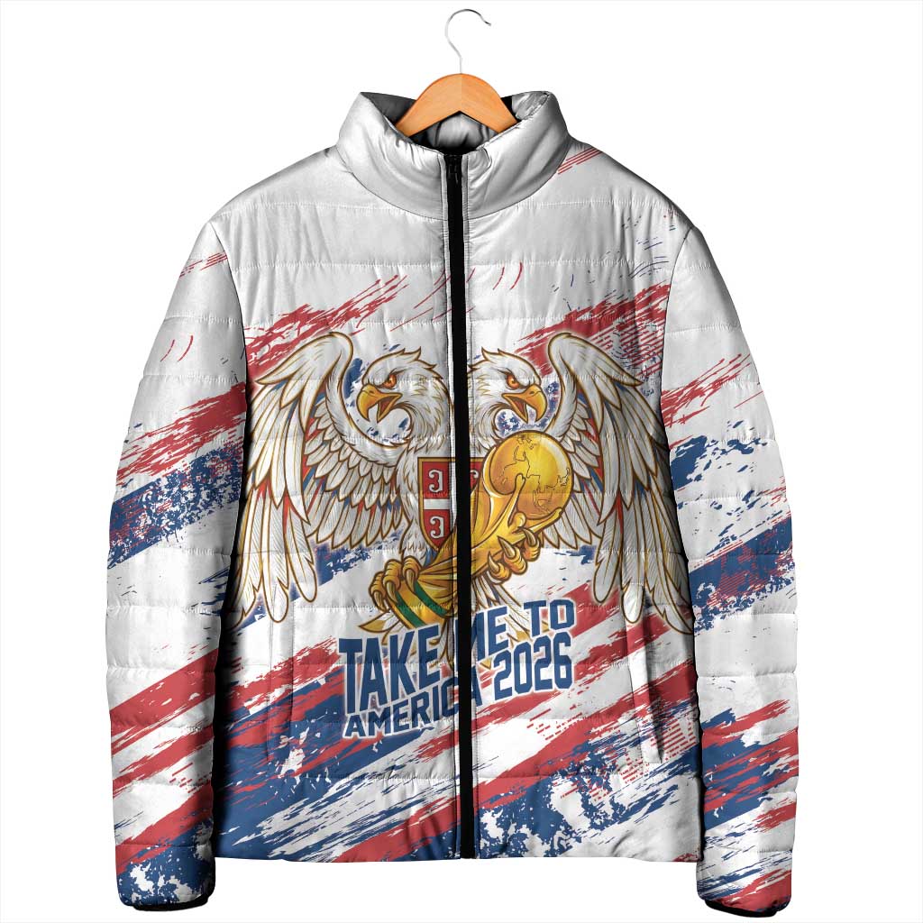 Serbia Take Me To America Personalized Padded Jacket Strong Eagle Pride