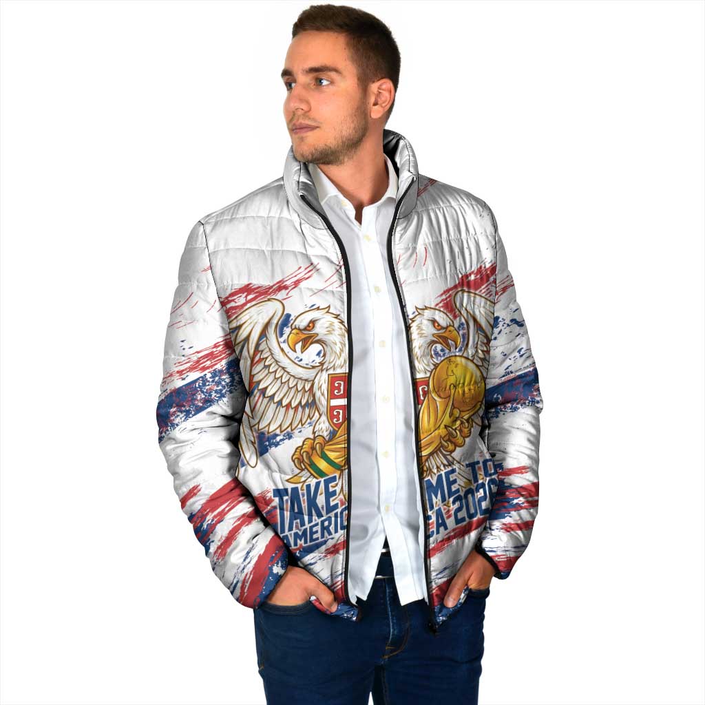 Serbia Take Me To America Personalized Padded Jacket Strong Eagle Pride