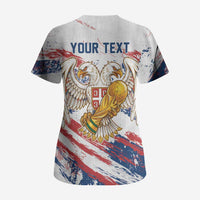 Serbia Take Me To America Personalized Scrub Top Strong Eagle Pride
